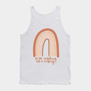 in our waiting God is working christian quote boho rainbow Tank Top